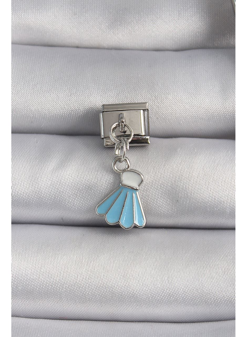 316L Çelik Gümüş Renk Mavi Renk Sallantı Elbise Model Nomination Charm