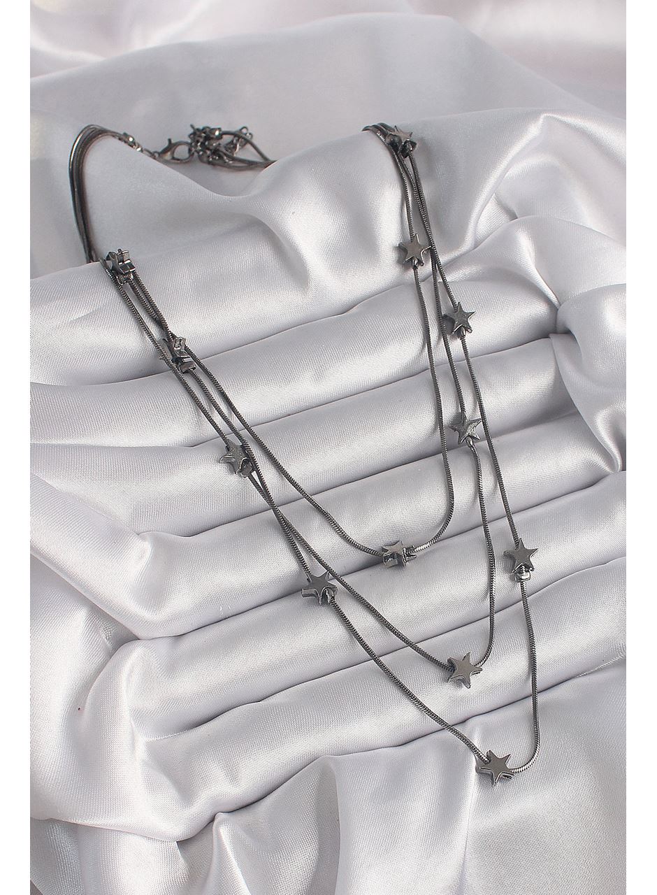 Pirinç Füme Renk 3'Lü Yıldız Model Kadın Kolye