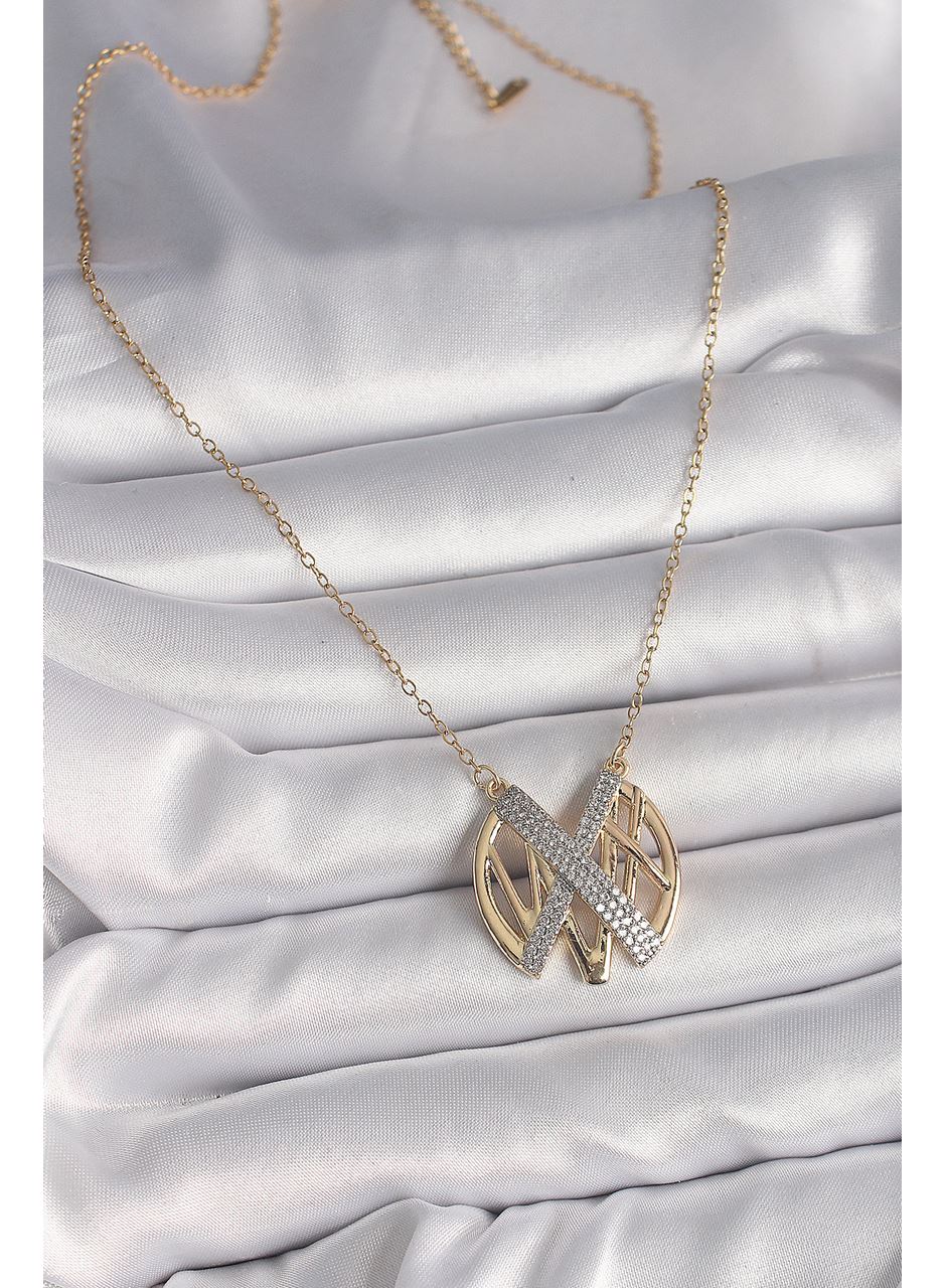 316L Çelik Gold Renk Zirkon Taşlı Vintage Model Kadın Kolye