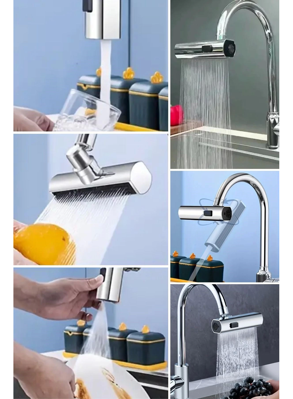 3 Farklı Modlu Çok Amaçlı Musluk Adaptörü Evrensel Musluk Başlığı Şelale Musluk (