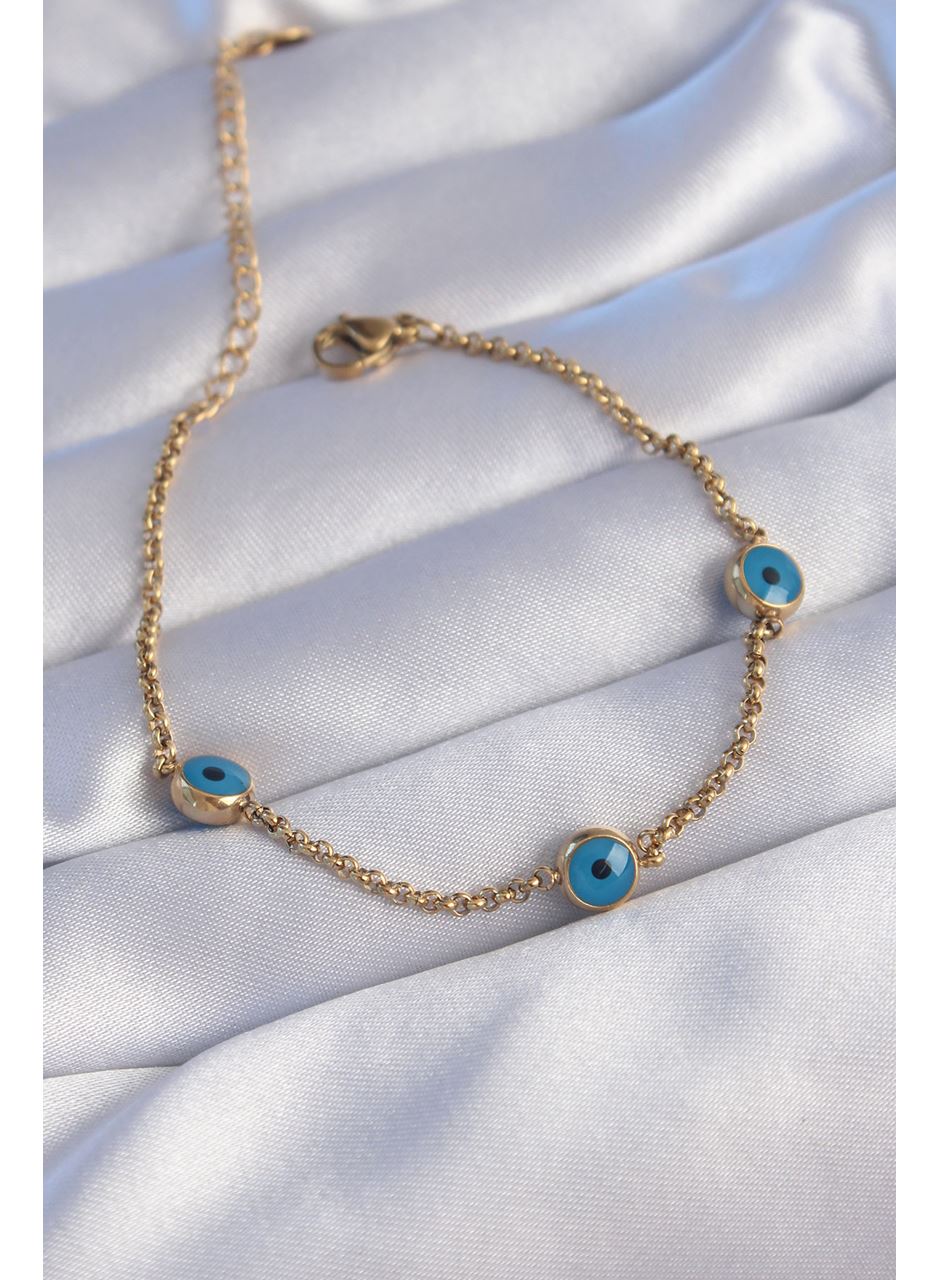 316L Çelik Gold Renk Nazar Boncuk Tasarımlı Bileklik