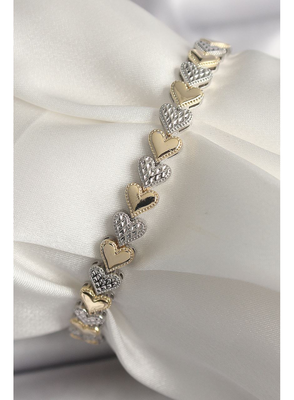 Pirinç Mix Renk Zirkon Taşlı Kalp Model VIP Seri Kadın Bileklik