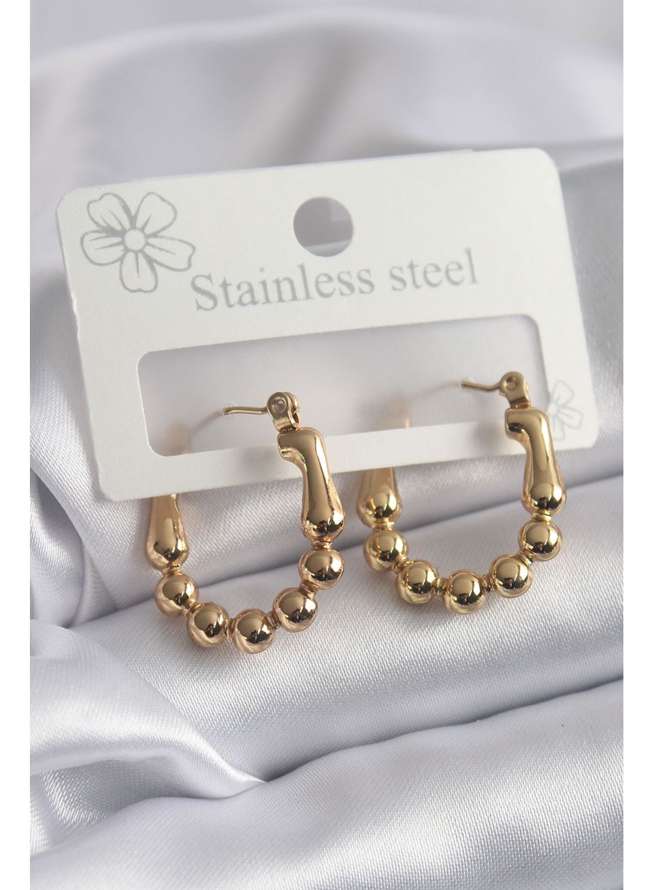 316L Çelik Gold Renk Topçuk Halka Model Kadın Küpe