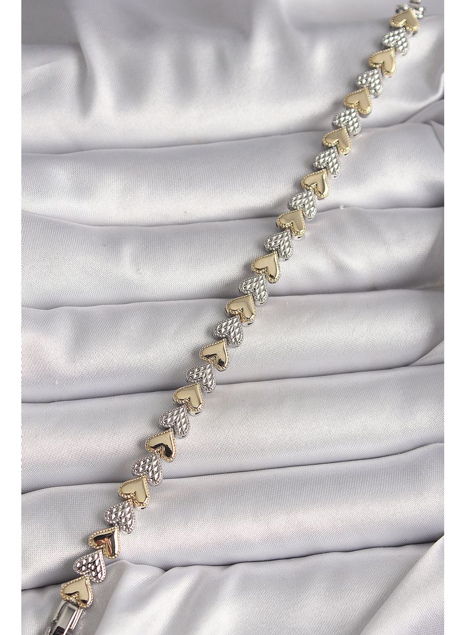 Pirinç Mix Renk Zirkon Taşlı Kalp Model VIP Seri Kadın Bileklik