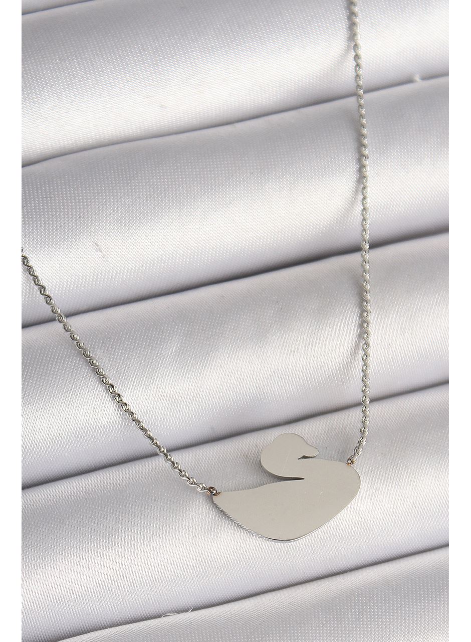 316L Çelik Gümüş Renk Zincir Kuğu Model Kadın Kolye