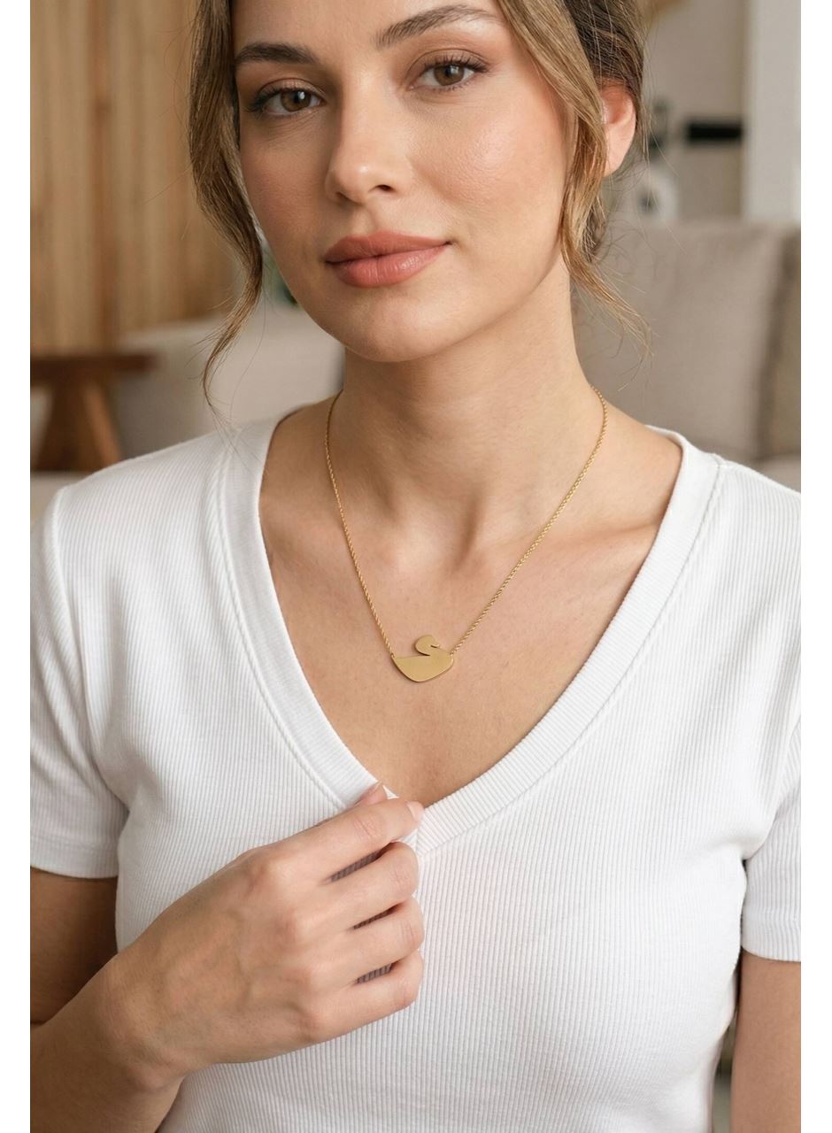 316L Çelik Gold Renk Zincir Kuğu Model Kadın Kolye