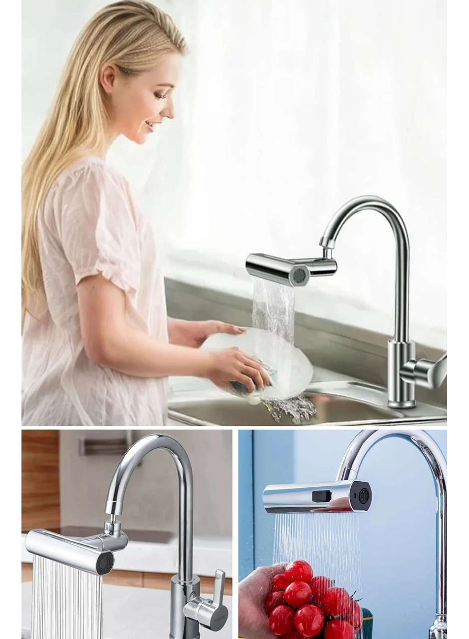 3 Farklı Modlu Çok Amaçlı Musluk Adaptörü Evrensel Musluk Başlığı Şelale Musluk (