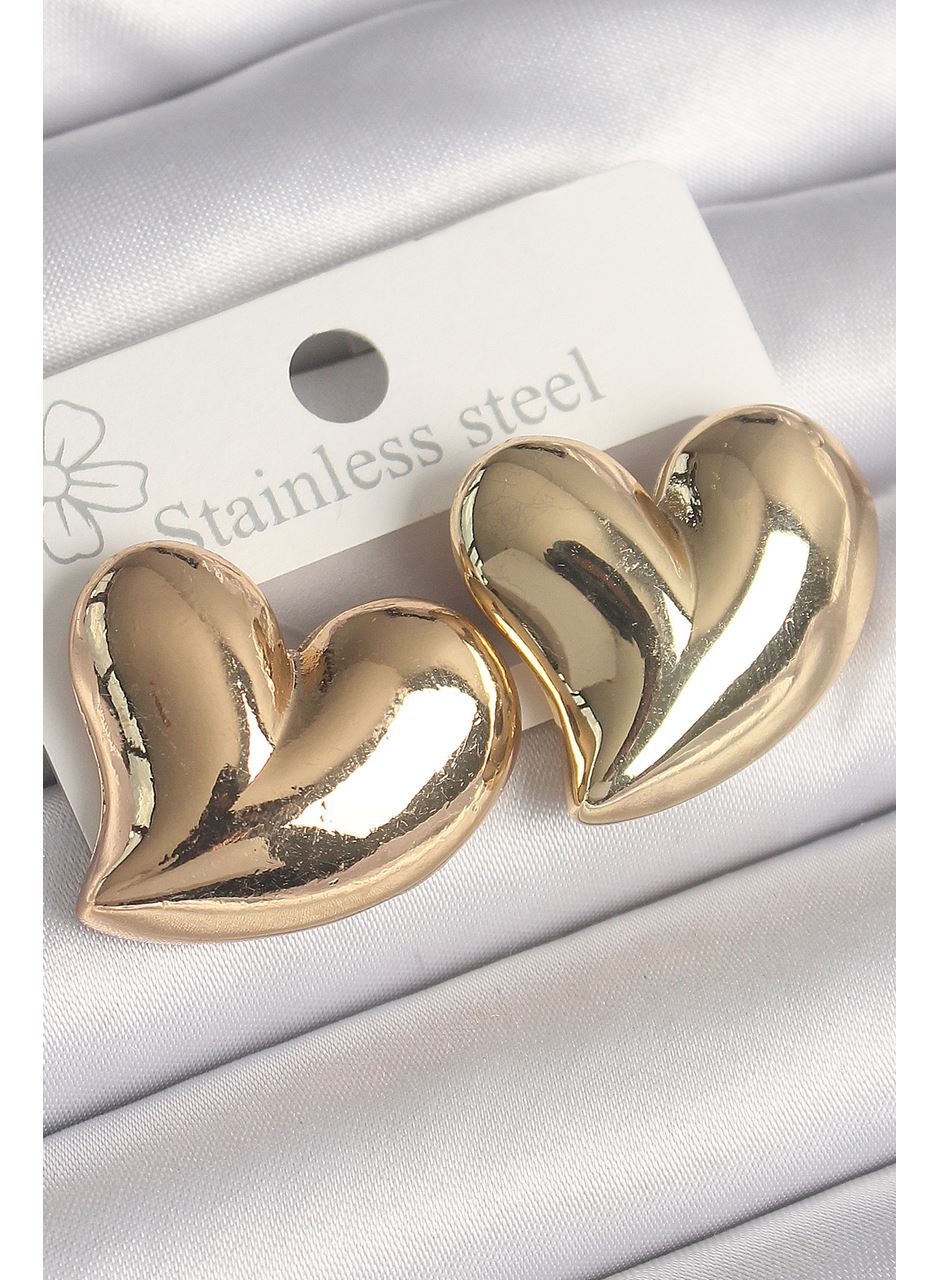 Pirinç Gold Renk Bomba Kalp Model Kadın Küpe