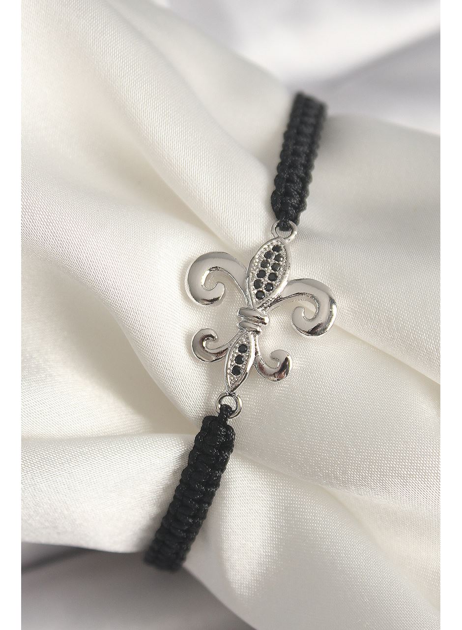 Pirinç Gümüş Renk Zirkon Taş İşlemeli Zambak Model Asansörlü Makrome Model Kadın Bileklik