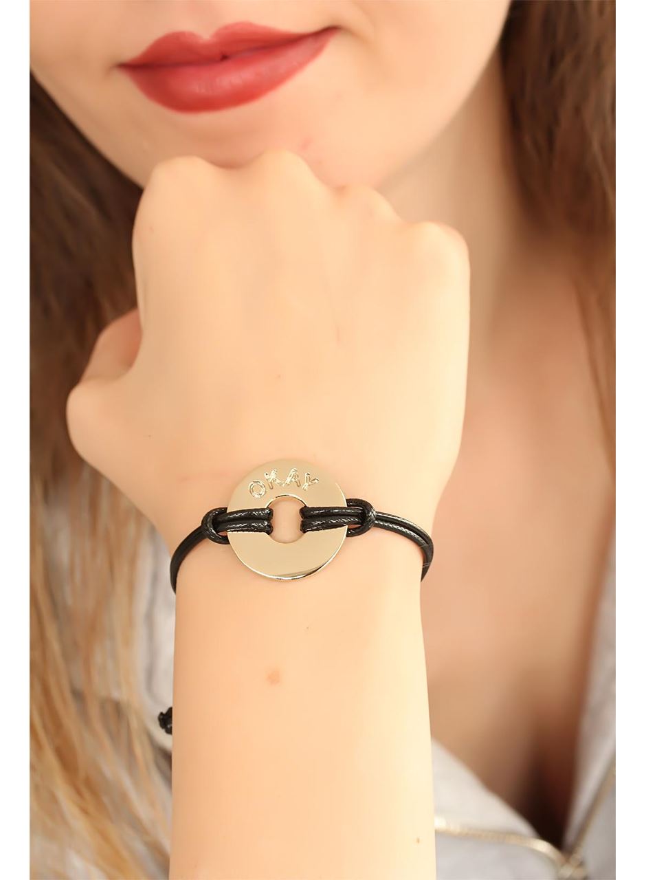 OKAY (İyi) Siyah Deri İpli Unisex Mood Bileklik
