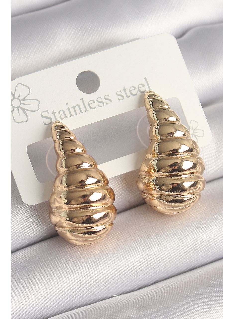 Pirinç Gold Renk İşlemeli Damla Model Kadın Küpe