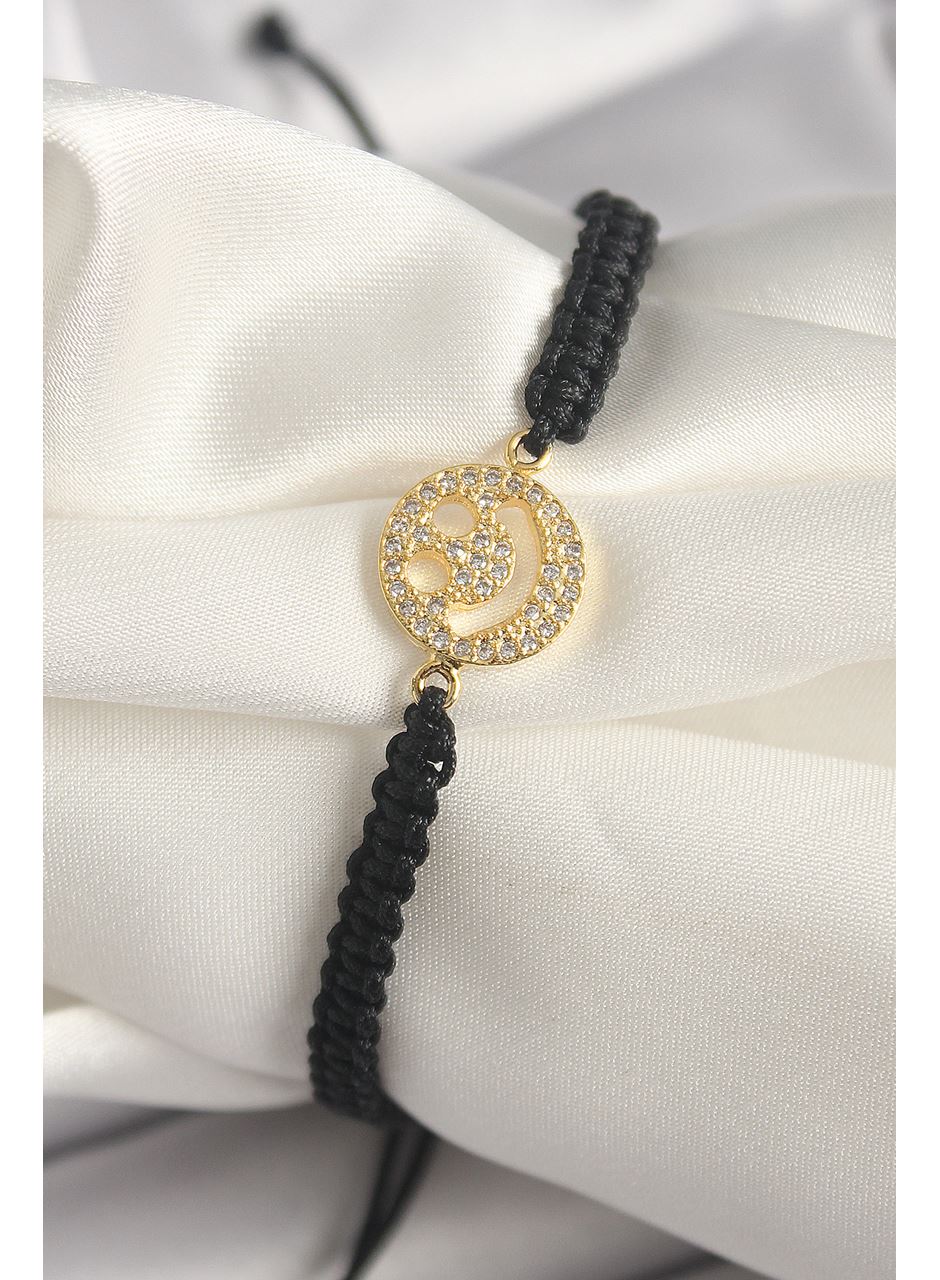 Pirinç Gold Renk Zirkon Taşlı Taç Figür Asansörlü Makrome Model Kadın Bileklik