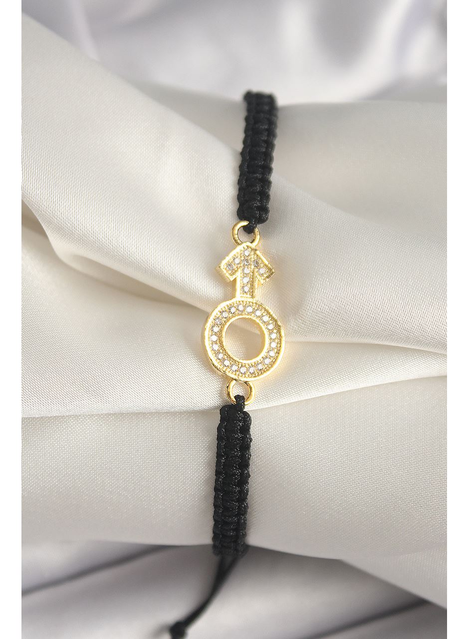 Pirinç Gold Renk Zirkon Taşlı Mars Figür Asansörlü Makrome Model Kadın Bileklik