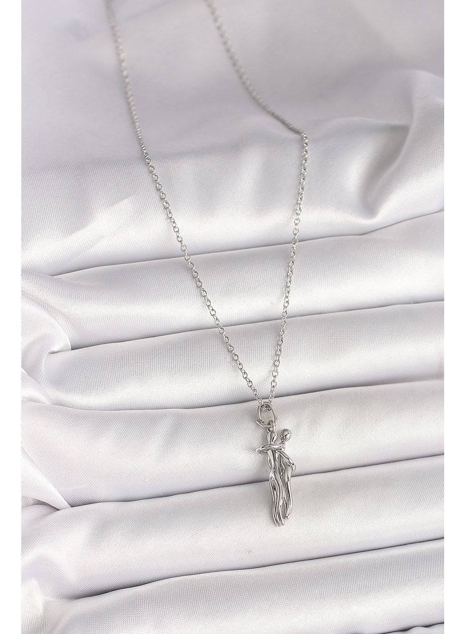 316L Çelik Gümüş Renk Zincir Sarılma Model Kadın Kolye