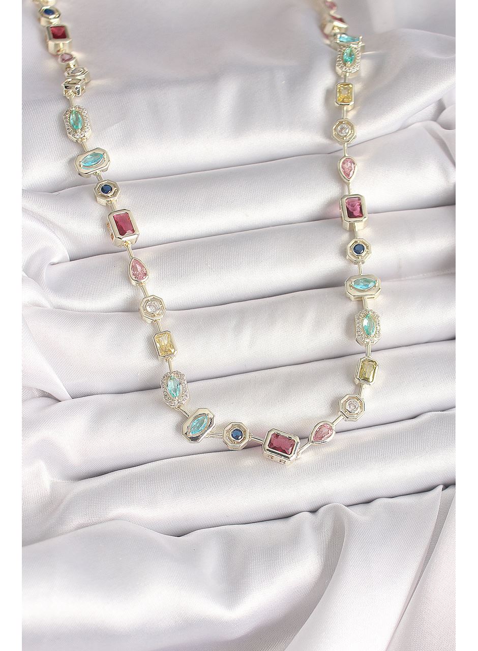 Pirinç Gold Renk Zirkon Taşlı VIP Seri Kadın Kolye