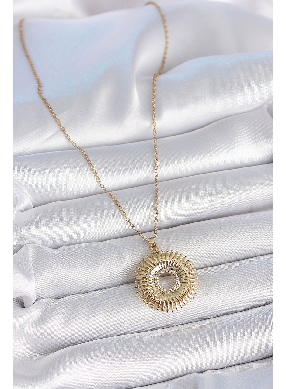 316L Çelik Gold Renk Zincir Zirkon Taşlı Nova Yıldız Model Kadın Kolye