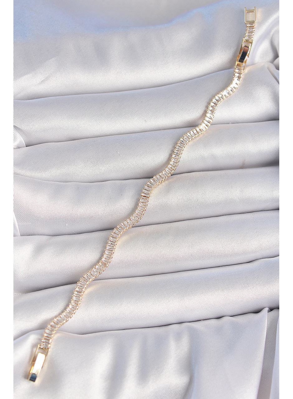 Pirinç Gold Renk Su Yolu Zirkon Taşlı Model Kadın Bileklik