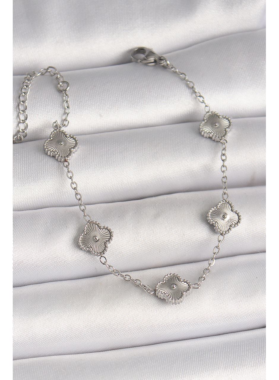 316L Çelik Gümüş Renk İşlemeli Baby Boy Yonca Model Kadın Bileklik