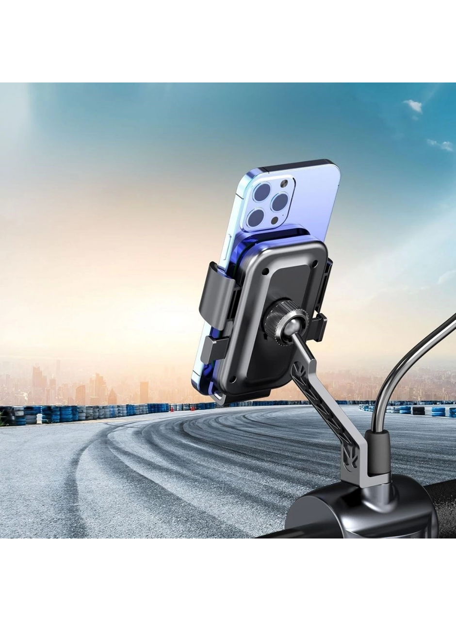 Motor,motosiklet,bisiklet ,scooter İçin 360 Derece Dönebilen Dikiz Aynası Versiyonu Telefon Tutucu Aparat (
