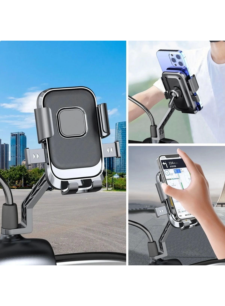Motor,motosiklet,bisiklet ,scooter İçin 360 Derece Dönebilen Dikiz Aynası Versiyonu Telefon Tutucu Aparat (