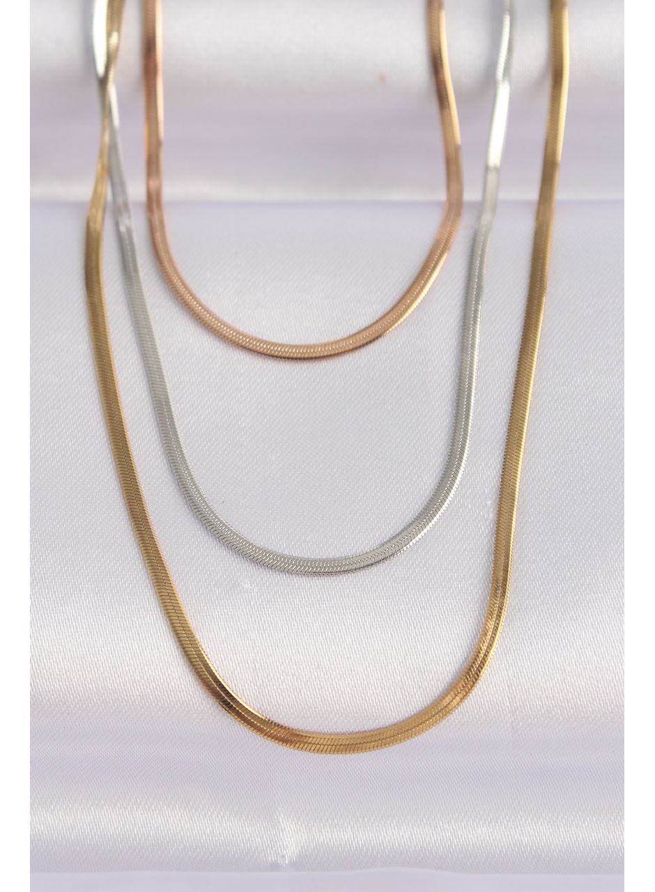 316L Çelik 3 Renkli İtalyan Zincir Çoklu Kolye