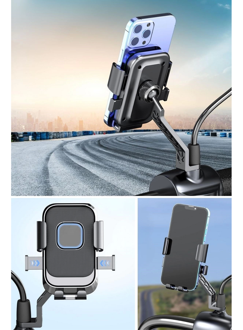 Motor,motosiklet,bisiklet ,scooter İçin 360 Derece Dönebilen Dikiz Aynası Versiyonu Telefon Tutucu Aparat (
