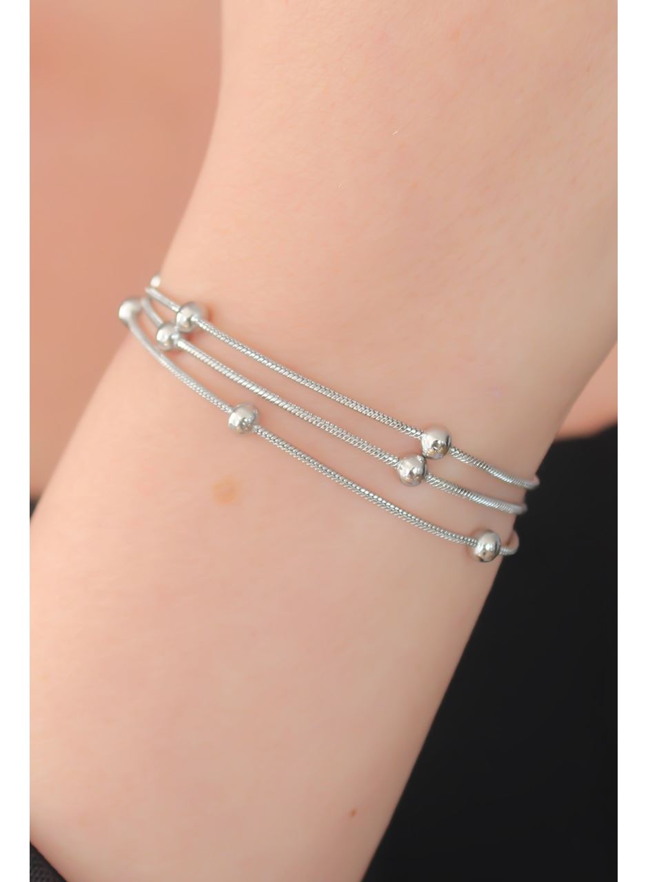 316L Çelik Gümüş Renk Minimal Top Figür Kadın Bileklik