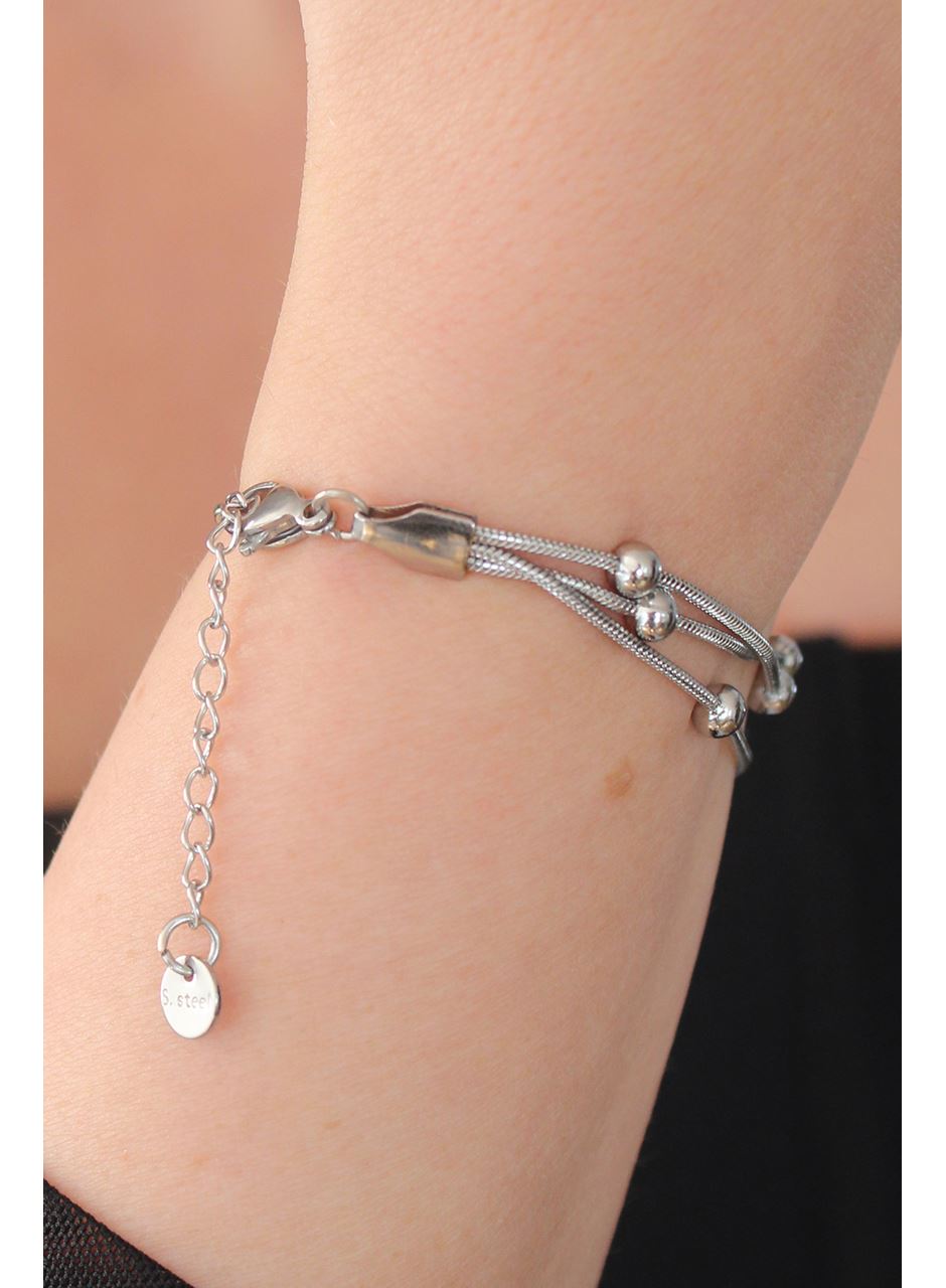 316L Çelik Gümüş Renk Minimal Top Figür Kadın Bileklik