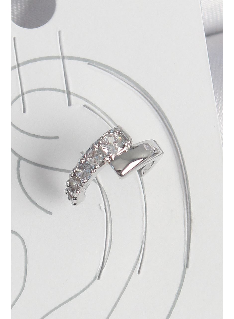 Pirinç Gümüş Renk Zirkon Taşlı Kadın Kıkırdak Küpe