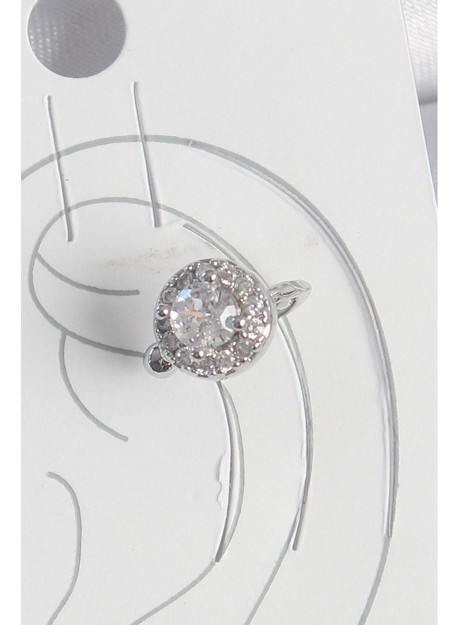 Pirinç Gümüş Renk Zirkon Taşlı Kadın Kıkırdak Model Küpe