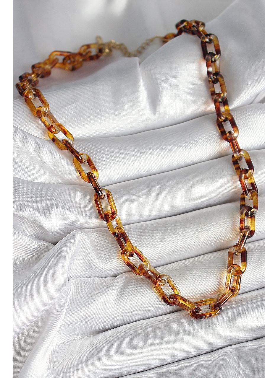 Leopar Desenli Mika Zincir Kadın Kolye