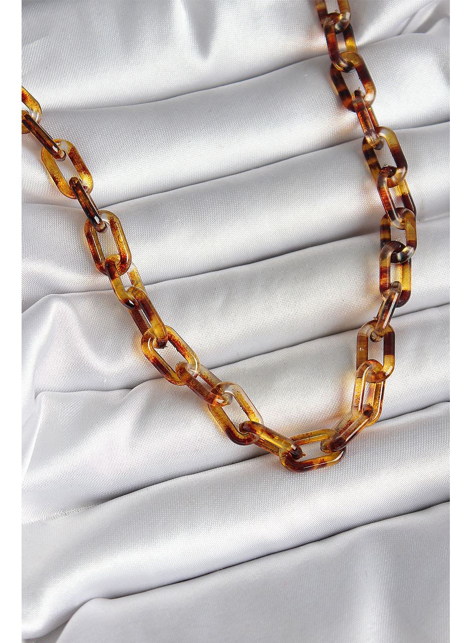 Leopar Desenli Mika Zincir Kadın Kolye