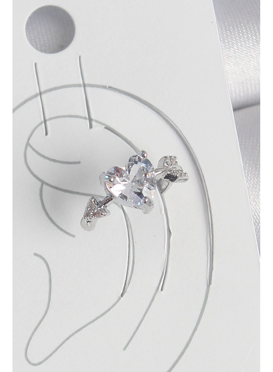 Pirinç Gümüş Renk Zirkon Taşlı Yıldız Model Kadın Kıkırdak Küpe