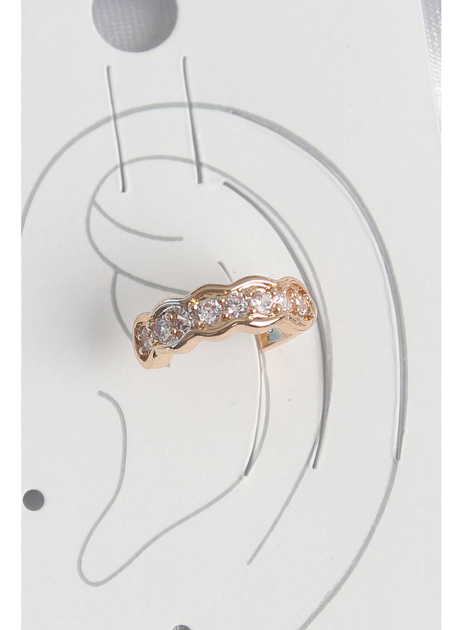 Pirinç Gold Renk Zirkon Taşlı Kadın Kıkırdak Küpe