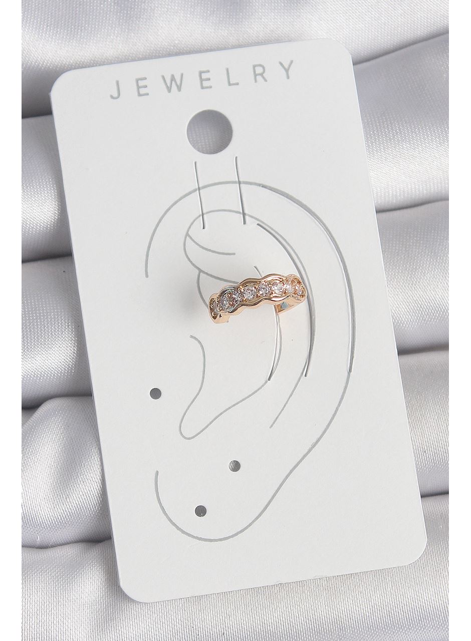 Pirinç Gold Renk Zirkon Taşlı Kadın Kıkırdak Küpe