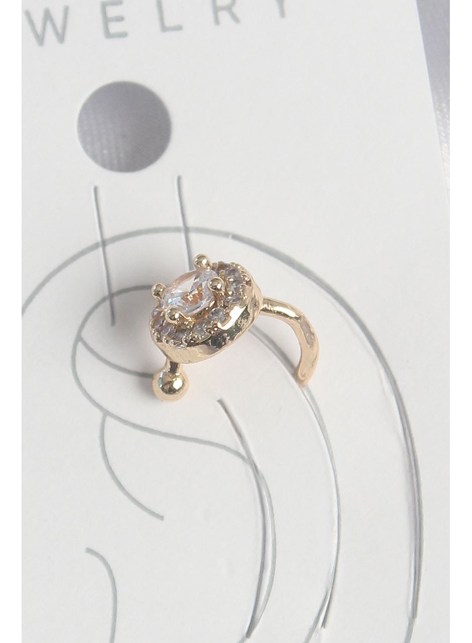 Pirinç Gold Renk Zirkon Taşlı Kadın Kıkırdak Küpe