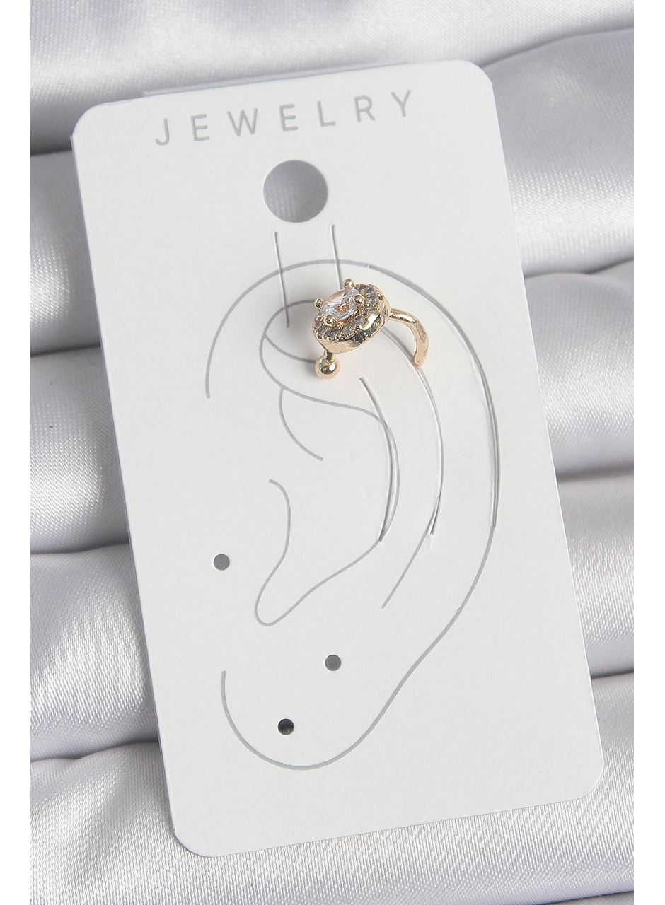 Pirinç Gold Renk Zirkon Taşlı Kadın Kıkırdak Küpe