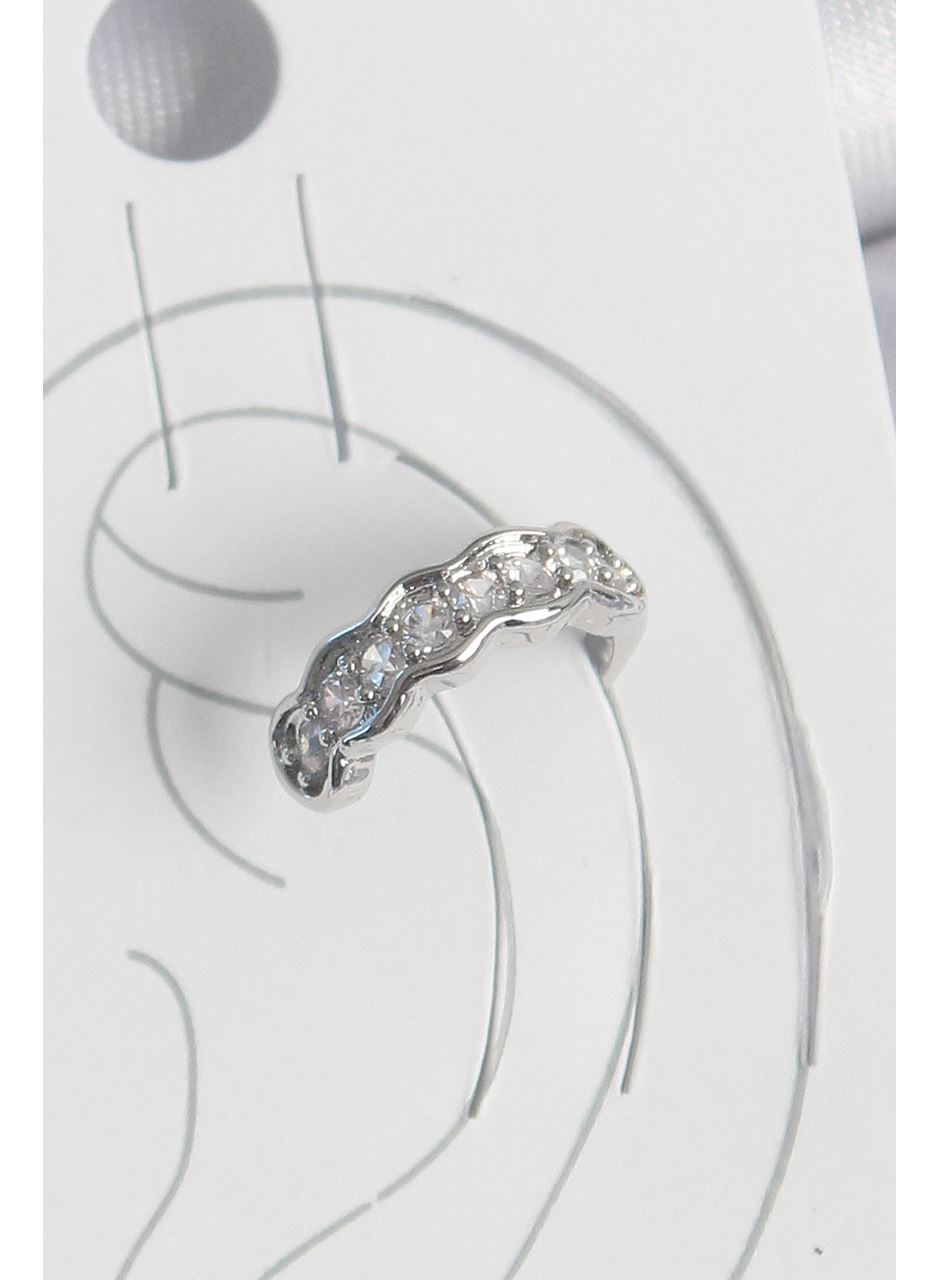 Pirinç Gümüş Renk Zirkon Taşlı Kıkırdak Model Kadın Küpe