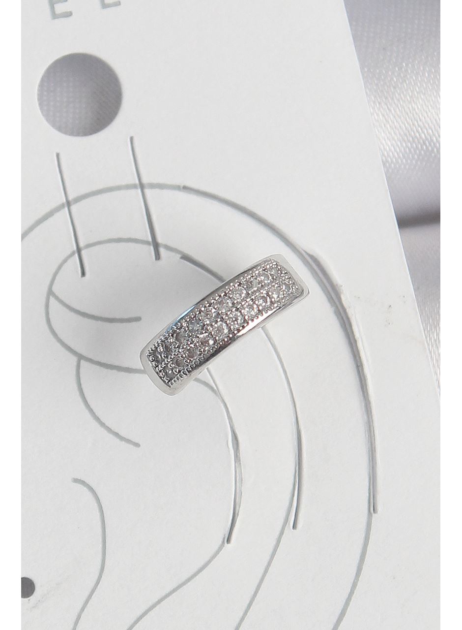 Pirinç Gümüş Renk Zirkon Taşlı Kıkırdak Model Kadın Küpe