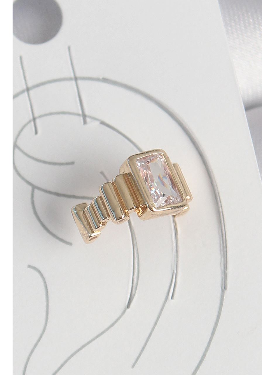 Pirinç Gold Renk Kare Zirkon Taşlı Kadın Kıkırdak Küpe