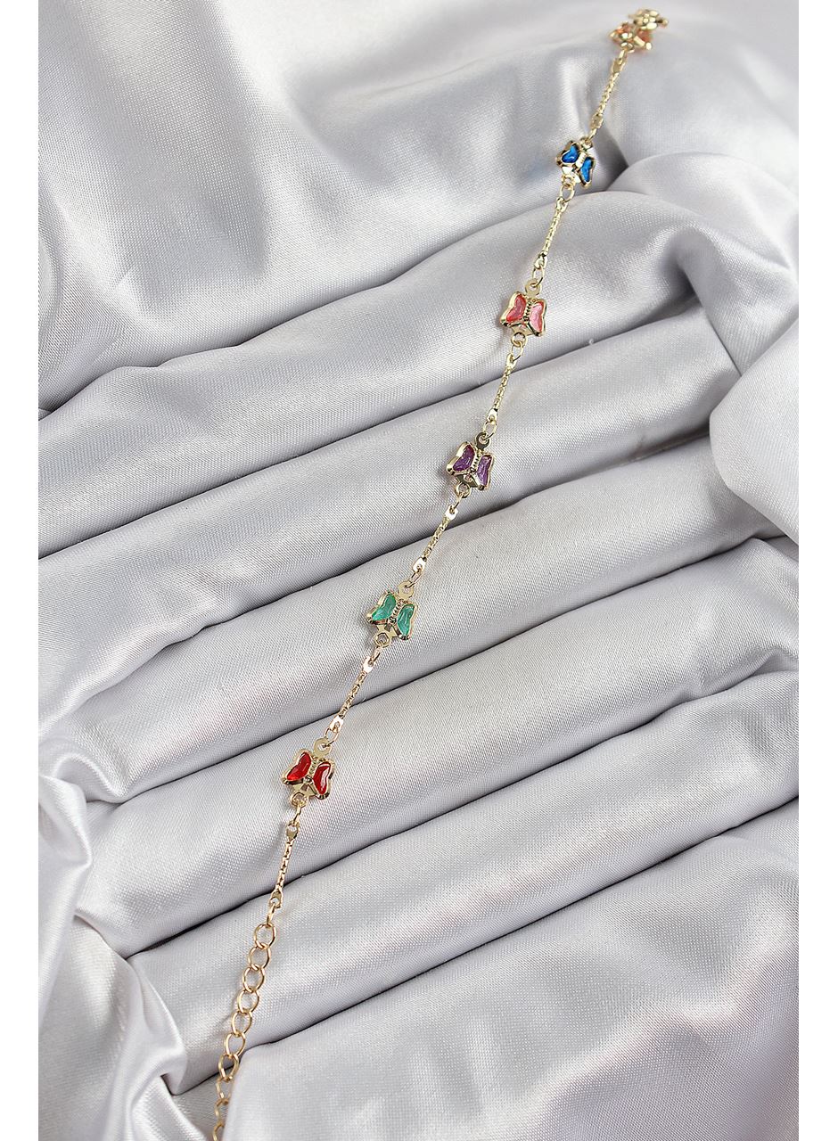 Pirinç Gold Renk Karışık Renk Kelebek Zirkon Taşlı Kadın Bileklik