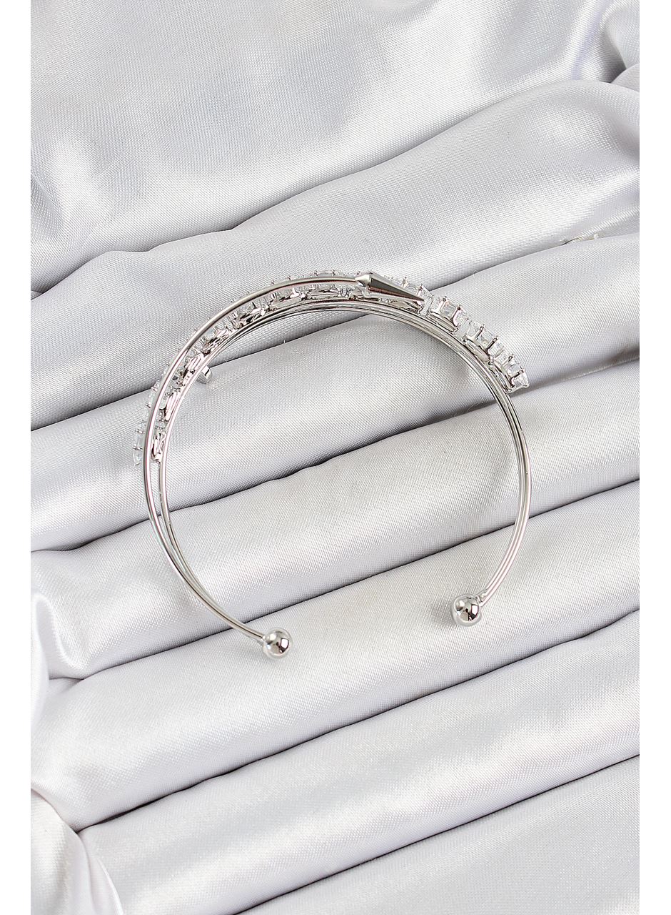 Pirinç Gümüş Renk Arpa Zirkon Taşlı Kadın Bileklik