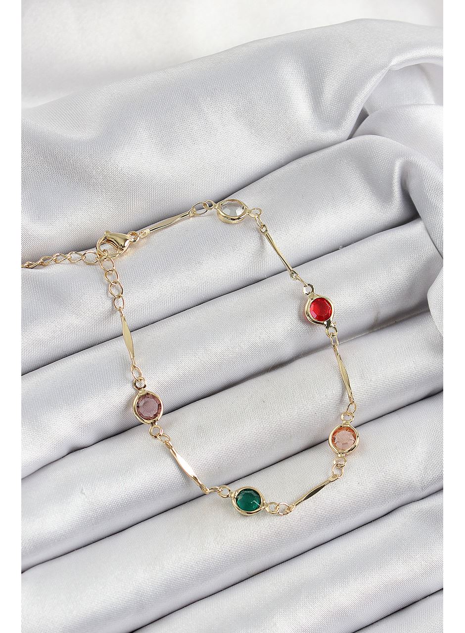 Pirinç Asorti Model Gold Renk Zirkon Taşlı Kadın Bileklik