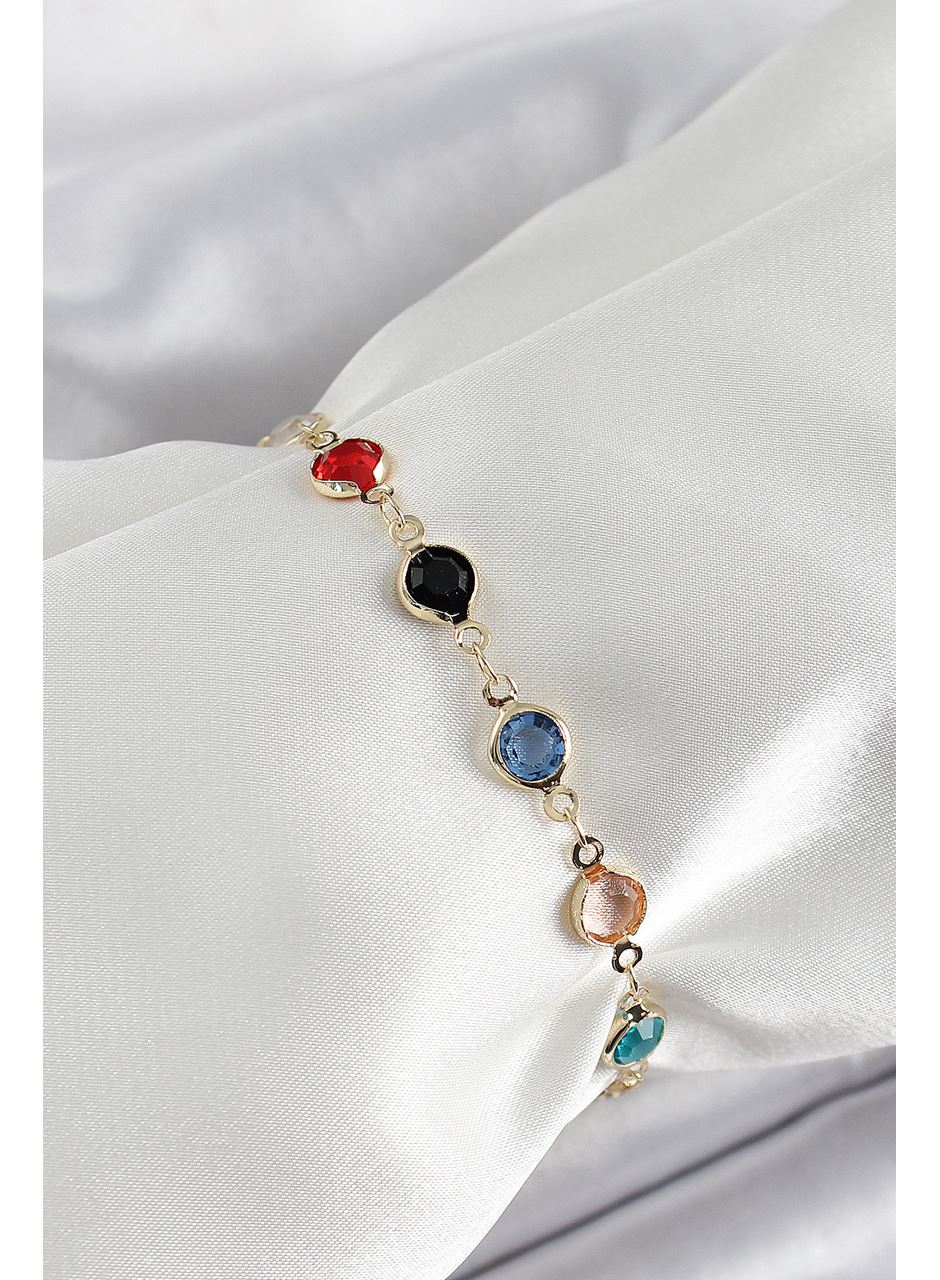 Pirinç Asorti Model Gold Renk Zirkon Taşlı Kadın Bileklik