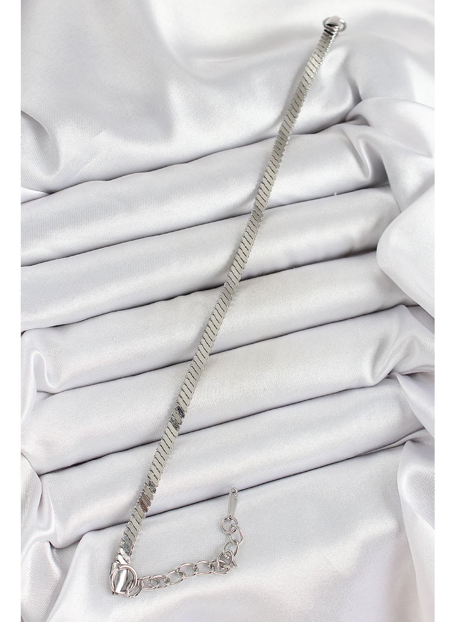 316L Çelik Gümüş Renk Yassı Zincir Model Kadın Bileklik