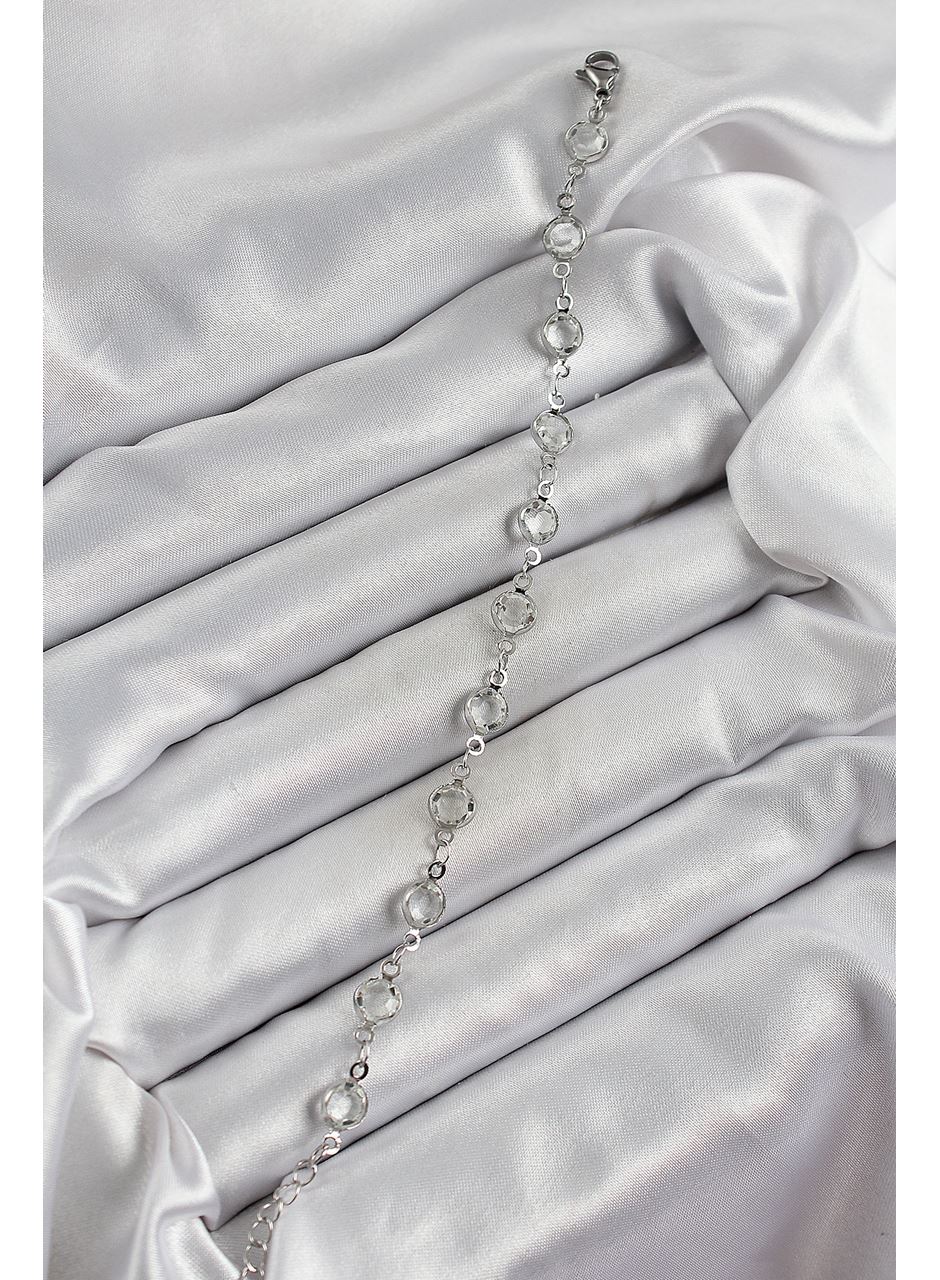 Pirinç Gümüş Renk Zirkon Taşlı Bileklik