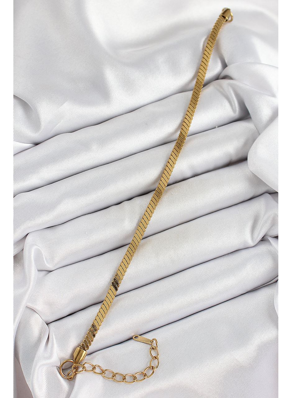 316L Çelik Gold Renk Yassı Zincir Model Kadın Bileklik