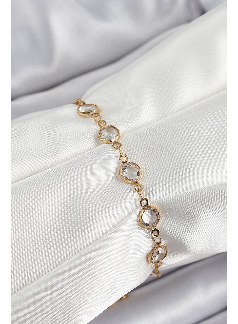 Pirinç Gold Renk Zirkon Taşlı Kadın Bileklik