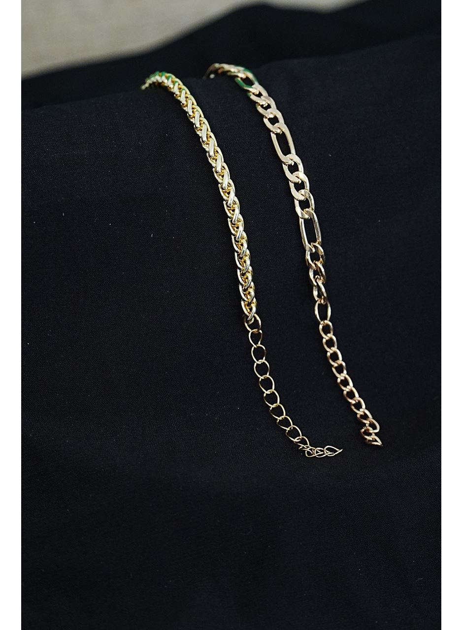 Kombin Bileklik Gold Renk Şavin ve Burgu Model