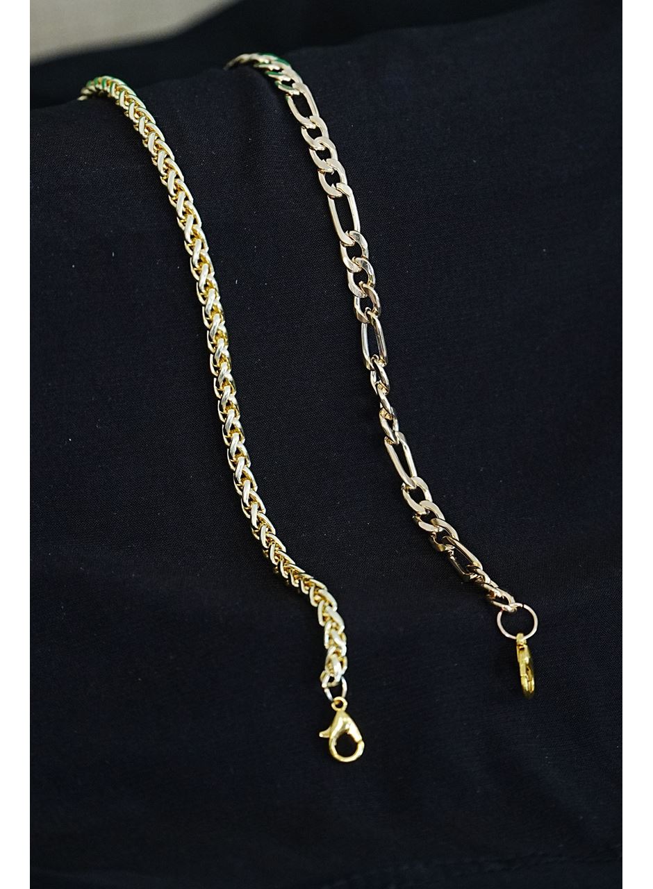 Kombin Bileklik Gold Renk Şavin ve Burgu Model